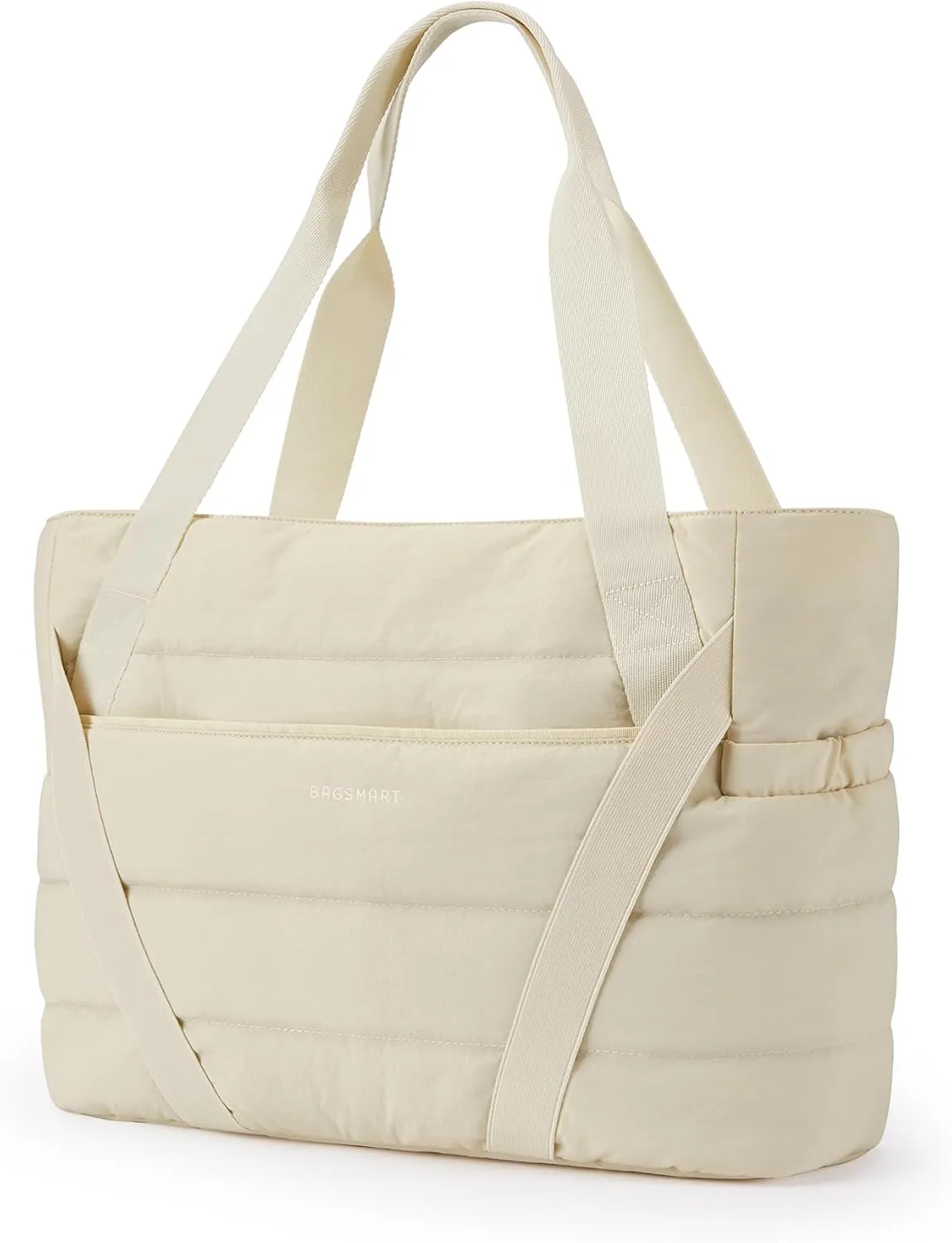 BAGSMART Tote Bag for Women with Zipper and Yoga Mat Straps for Travel Sport Work Quilted Tote