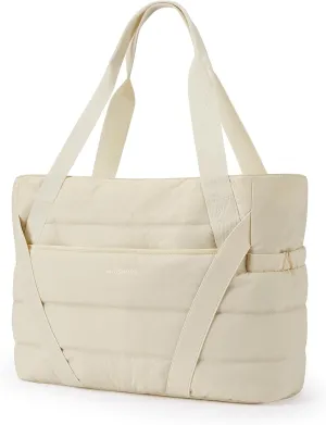 BAGSMART Tote Bag for Women with Zipper and Yoga Mat Straps for Travel Sport Work Quilted Tote