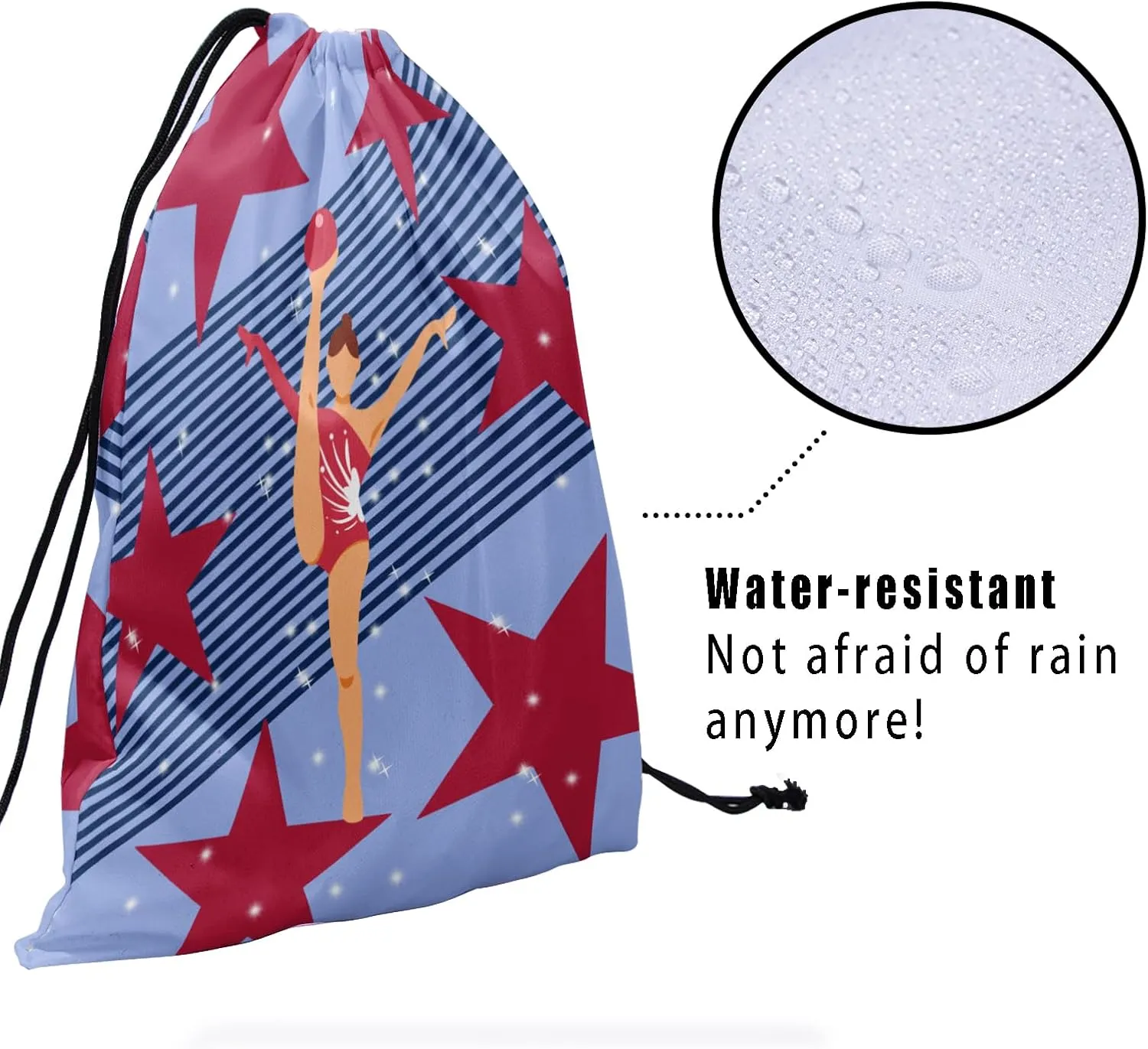 Ball Artistic Gymnastics Grip Bag Stars Stripe Gymnast Drawstring Bag Gym Art Athlete Bag