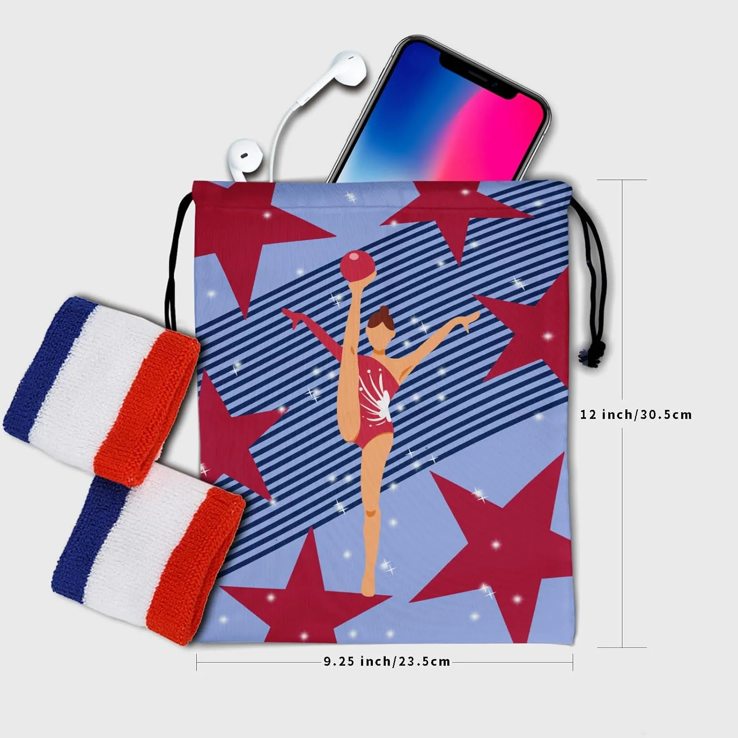 Ball Artistic Gymnastics Grip Bag Stars Stripe Gymnast Drawstring Bag Gym Art Athlete Bag