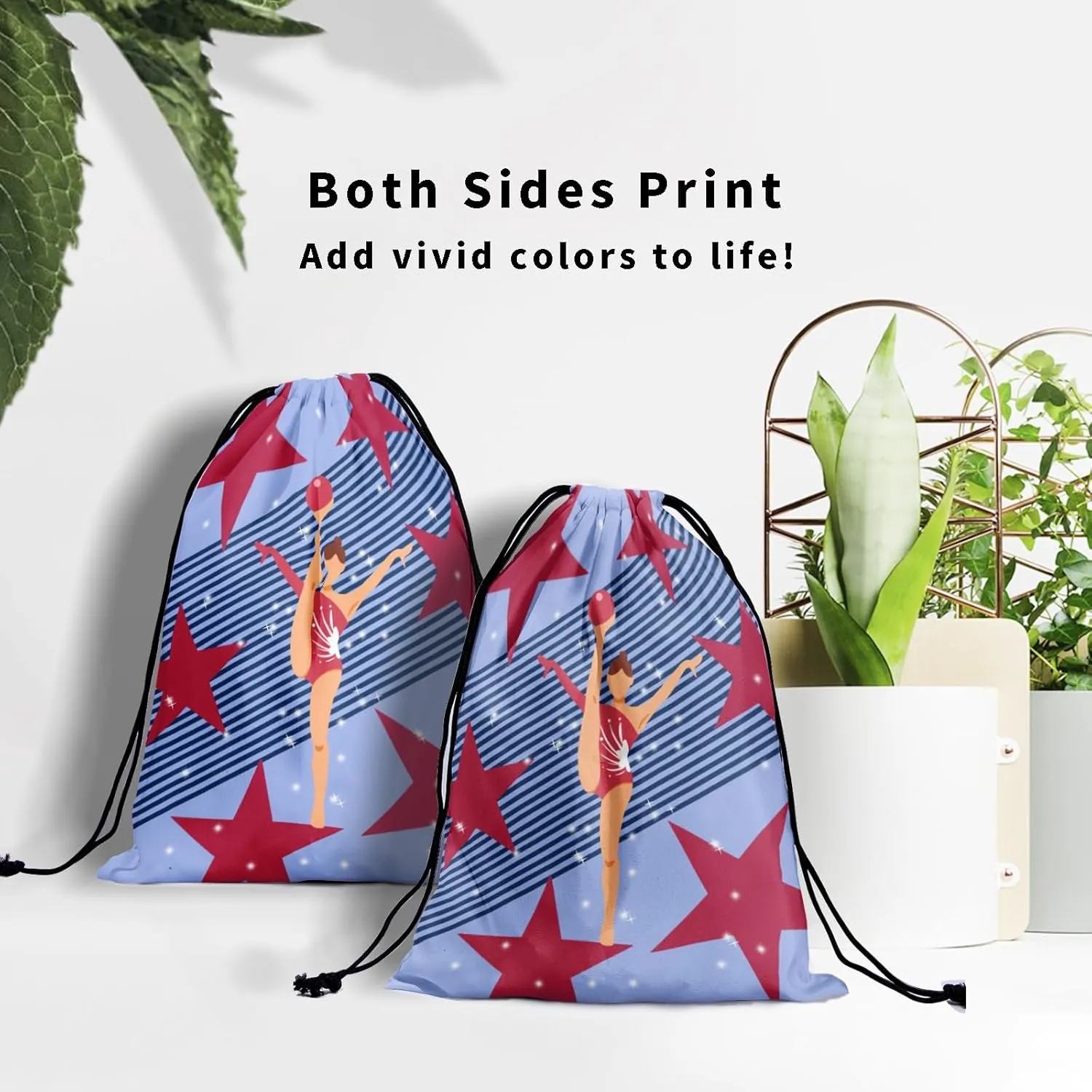Ball Artistic Gymnastics Grip Bag Stars Stripe Gymnast Drawstring Bag Gym Art Athlete Bag