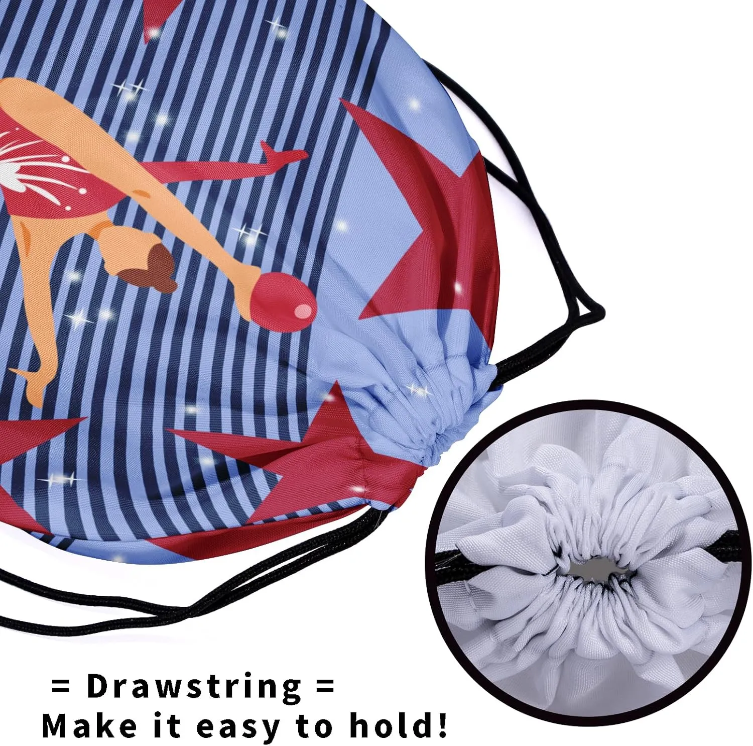 Ball Artistic Gymnastics Grip Bag Stars Stripe Gymnast Drawstring Bag Gym Art Athlete Bag