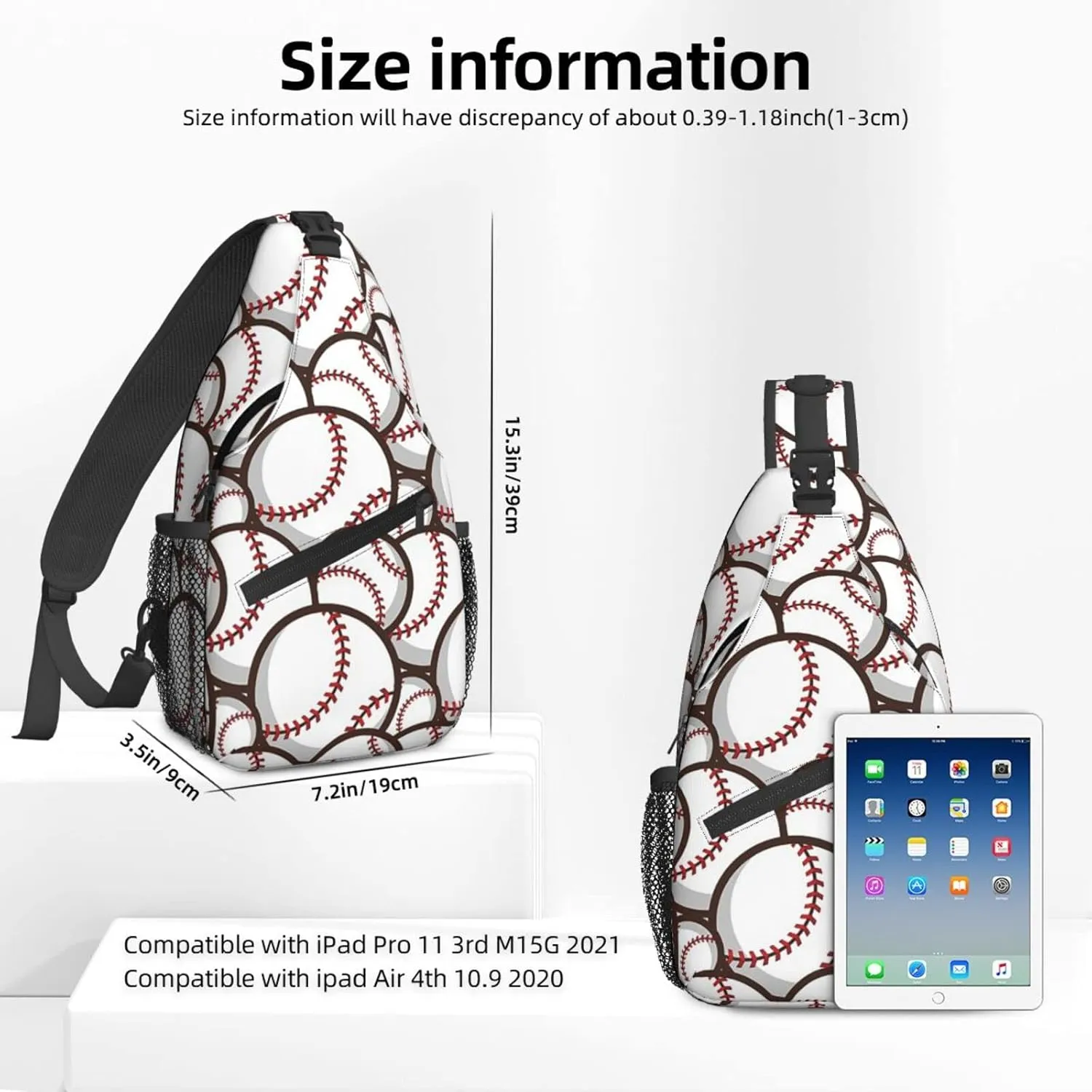 Ball Baseball Pattern Crossbody Bags for Women Trendy Sling Backpack Men Chest Shoulder Bag Gym Cycling Travel Hiking Daypack