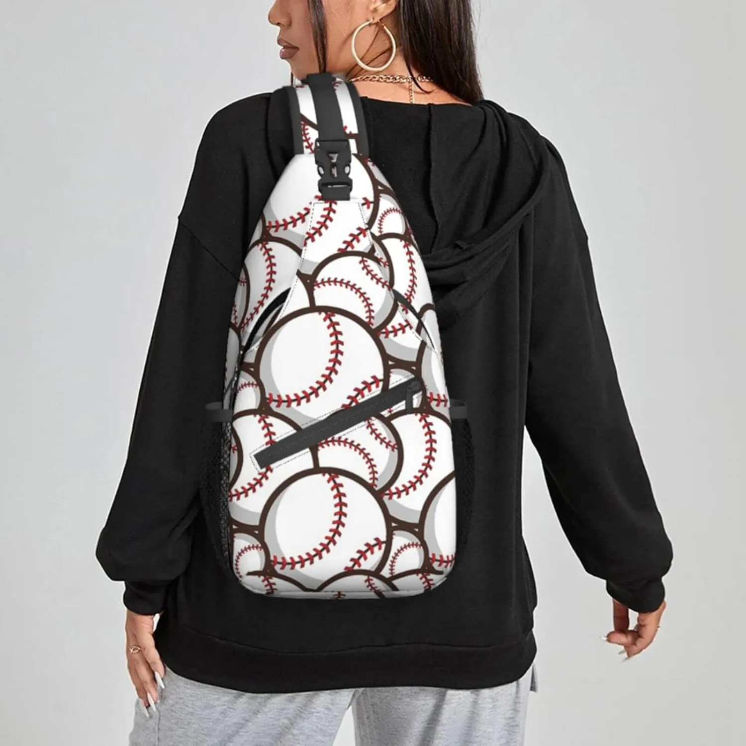 Ball Baseball Pattern Crossbody Bags for Women Trendy Sling Backpack Men Chest Shoulder Bag Gym Cycling Travel Hiking Daypack