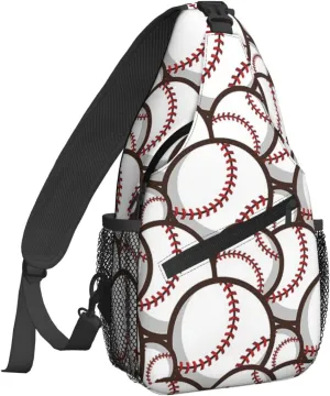 Ball Baseball Pattern Crossbody Bags for Women Trendy Sling Backpack Men Chest Shoulder Bag Gym Cycling Travel Hiking Daypack