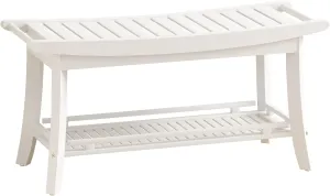 Bamboo Entryway Storage Bench with Shelves Shoe Rack Bench Seat Organizer for Porch Bedroom Bathroom Balcony 39 x 13 x 19.2 Inches White