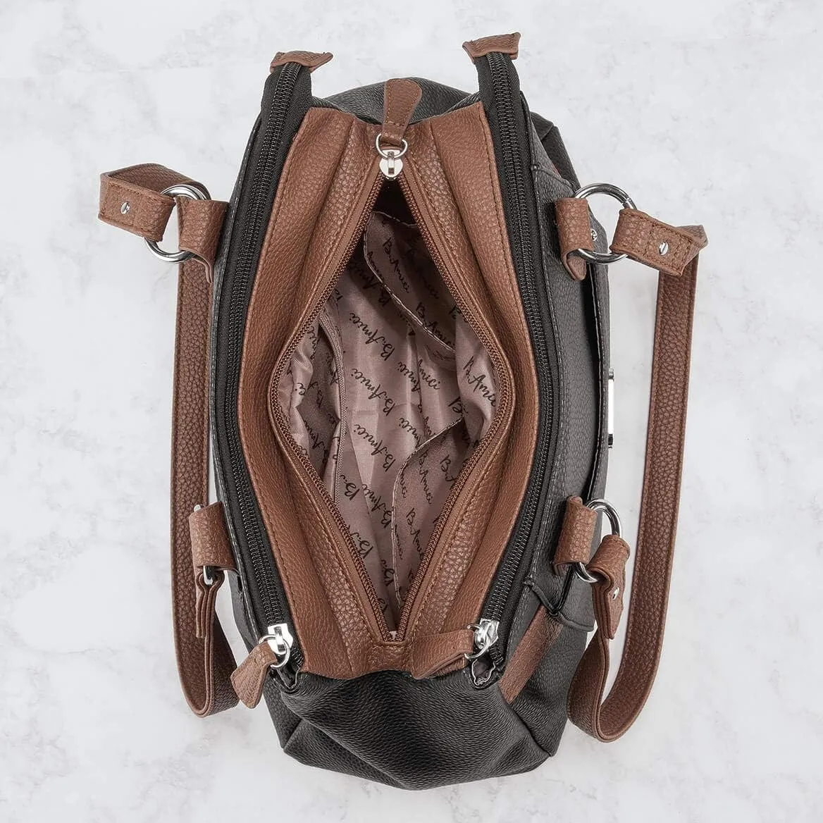 B.AmiciTM Nicole RFID Greenwich Multi Pocket Leather Satchel
