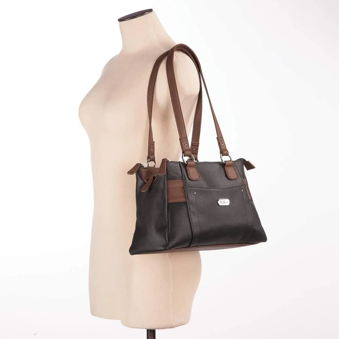 B.AmiciTM Nicole RFID Greenwich Multi Pocket Leather Satchel