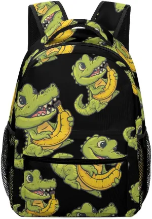 Banana Alligator Cute Backpack Casual Funny Printing Basic Shoulder Bag for Men Women Travel Picnic