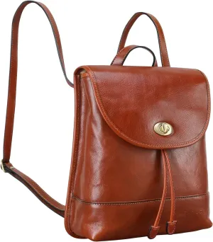 Banuce Small Convertible Full Grains Italian Leather Backpack Purse for Women Shoulder Bag Brown