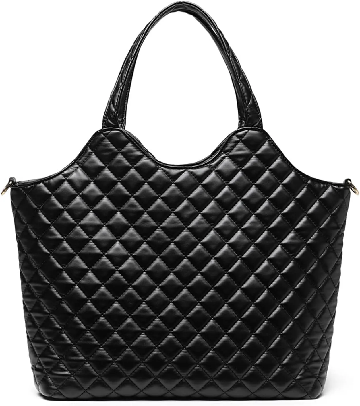 Barabum Quilted Tote Bag for Women,Black Shoulder Bag,Lightweight Tote Bag Work Bag(Black)