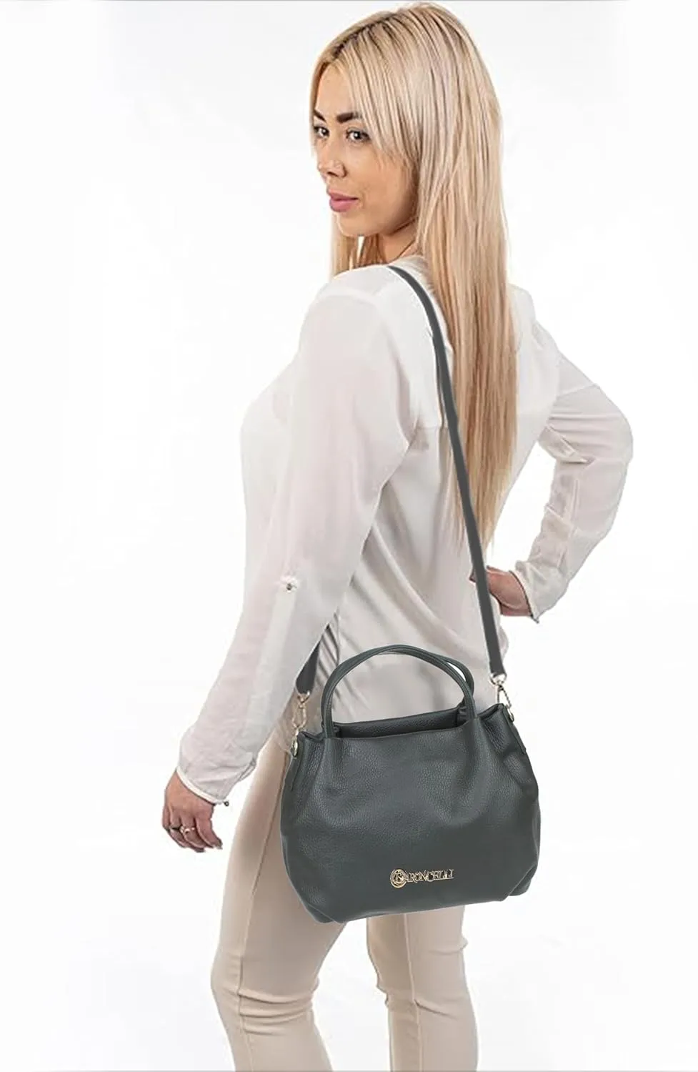 Baroncelli Italian Leather Purse for Women Genuine Soft Leather Medium Size Shoulder Crossbody Bag Made in Italy
