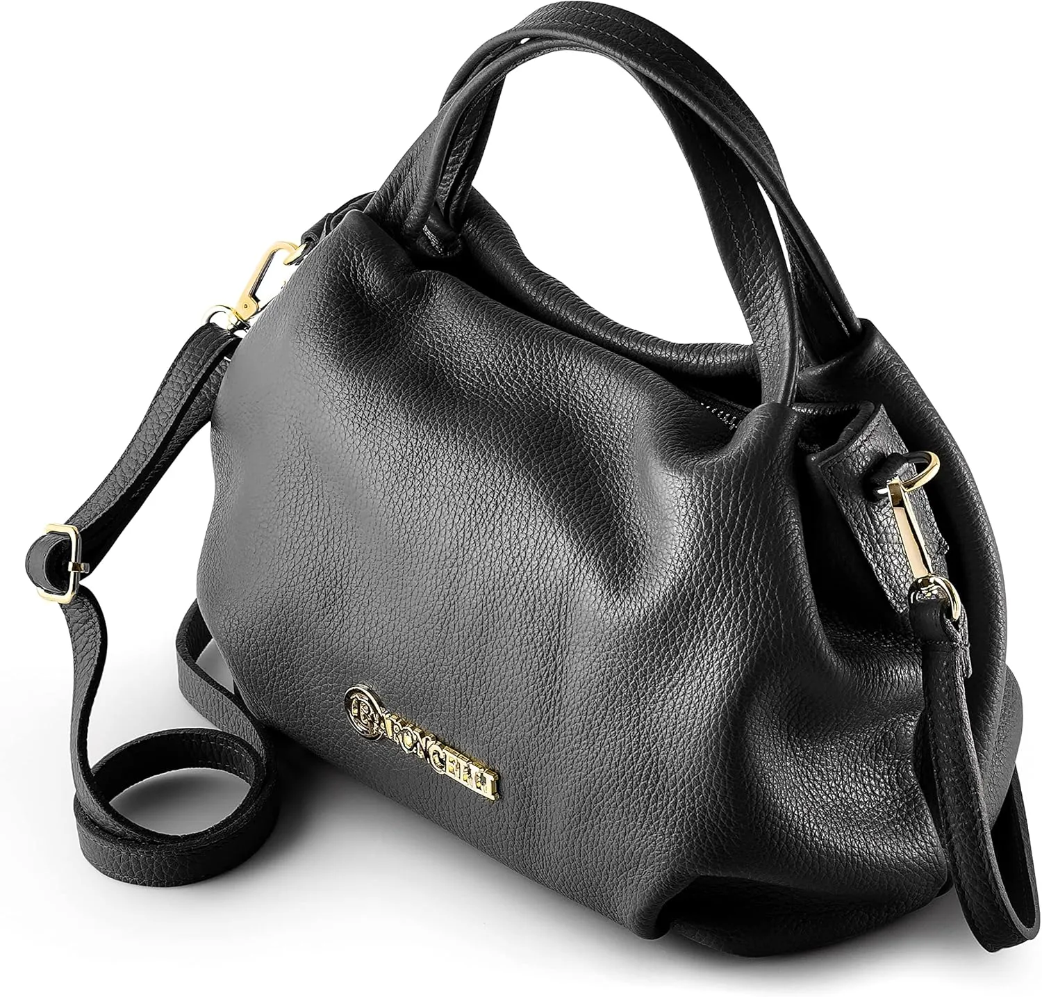 Baroncelli Italian Leather Purse for Women Genuine Soft Leather Medium Size Shoulder Crossbody Bag Made in Italy