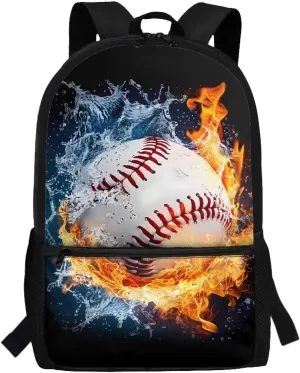 Baseball School Bags for Boys Backpack 6-8 8-10 Years Old Elementary Middle School Bookbag Kids Schoolbag With Water Bottle Holder Children Book Bag 3Rd Grade/6Th Grade Black