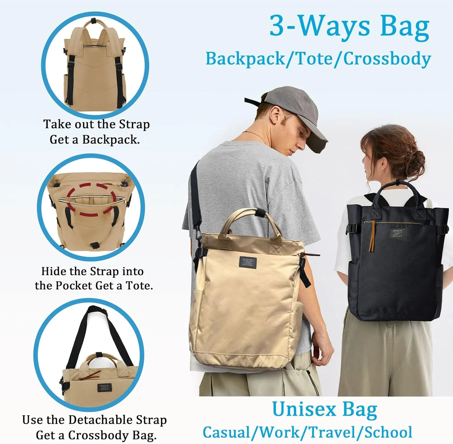 BASICPOWER Backpack Purse for Women Bag Travel Laptop Bookbag Work Nurse Teacher Bag 15.6-in Computer Grey