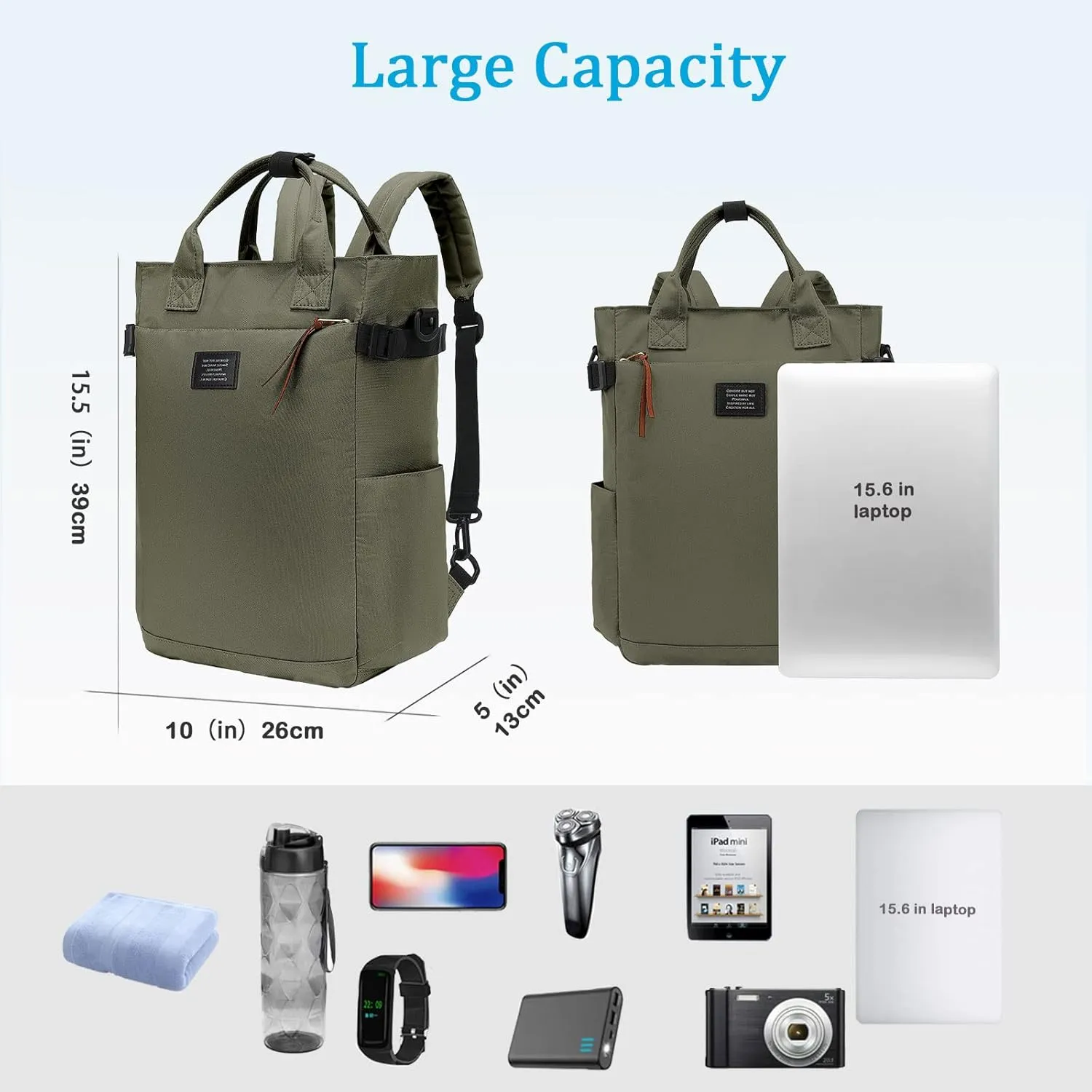 BASICPOWER Backpack Purse for Women Tote Bag Travel Laptop Casual Bookbag Work Nurse Teacher Bag 15.6-in Computer