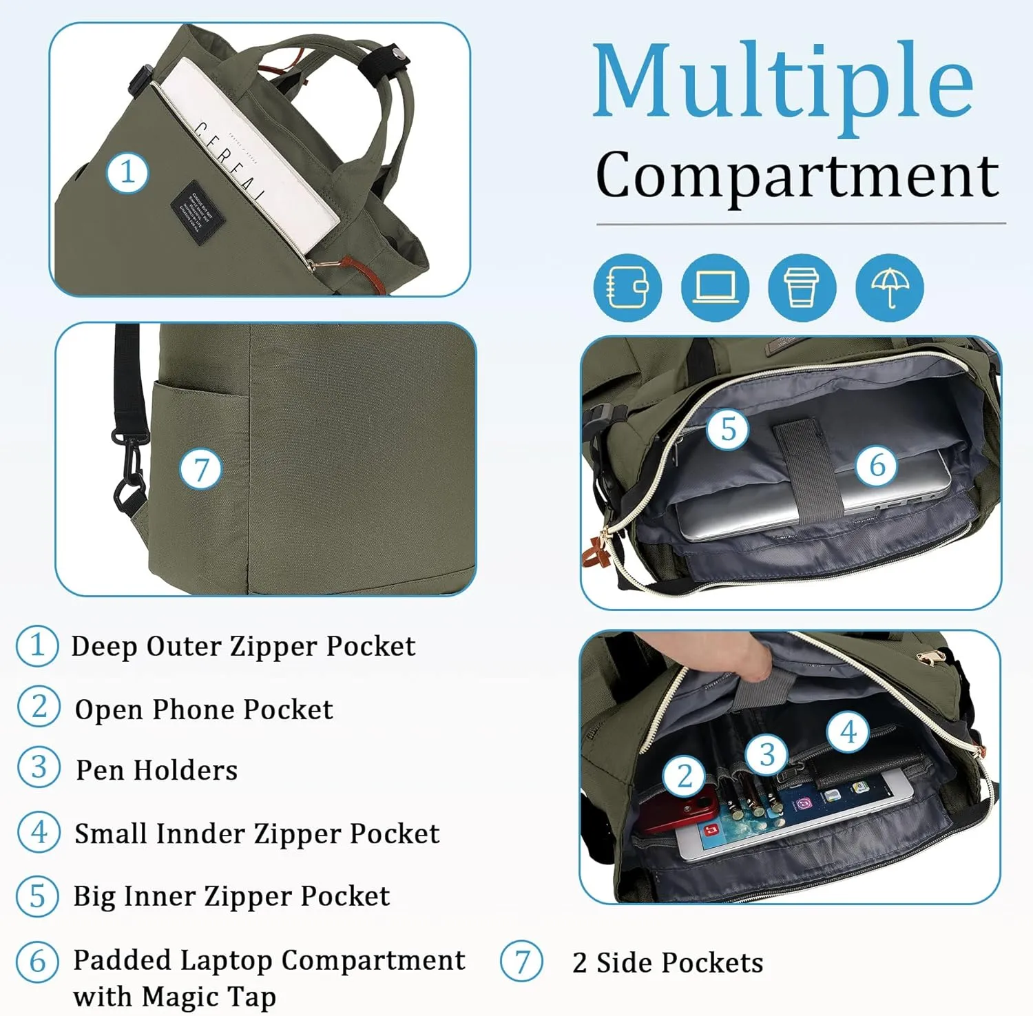 BASICPOWER Backpack Purse for Women Tote Bag Travel Laptop Casual Bookbag Work Nurse Teacher Bag 15.6-in Computer