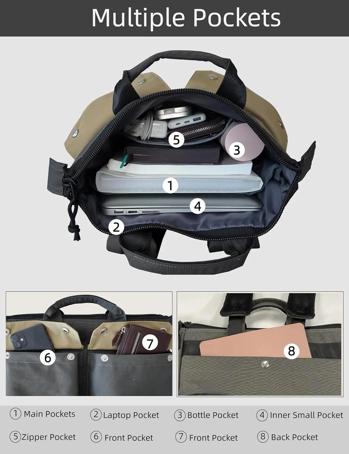 BASICPOWER Convertible Backpack Rucksack for Women and Men; Casual Waterproof Daypack Laptop Tote Bookbag for Work, College, Travel, Weekender and Everyday Use