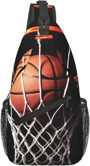 Basketball Crossbody Bags for Men Women Fashion Sling Backpack Casual Chest Bag Travel Hiking Daypack