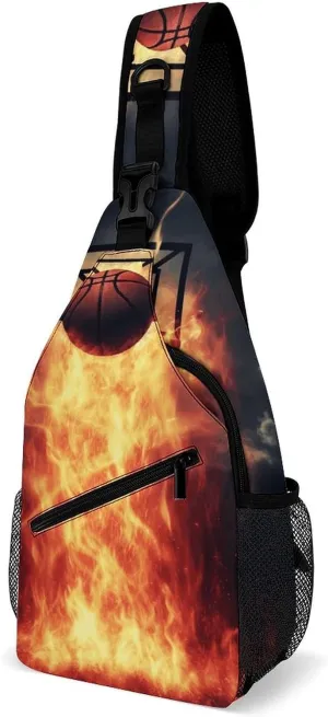 Basketball Crossbody Sling Bag for Men Hiking Backpack Travel Chest Bag Man Purse Shoulder Bags Daypack