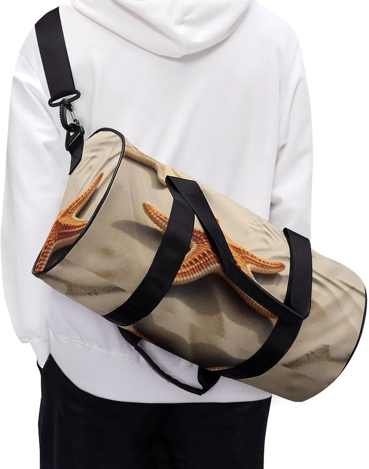 Beach Landscape Gym Bag Small Travel Duffle Bag with Compartment Carry On Weekender Bag for Women Men