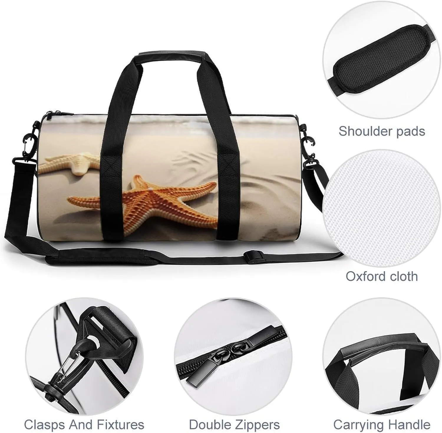 Beach Landscape Gym Bag Small Travel Duffle Bag with Compartment Carry On Weekender Bag for Women Men