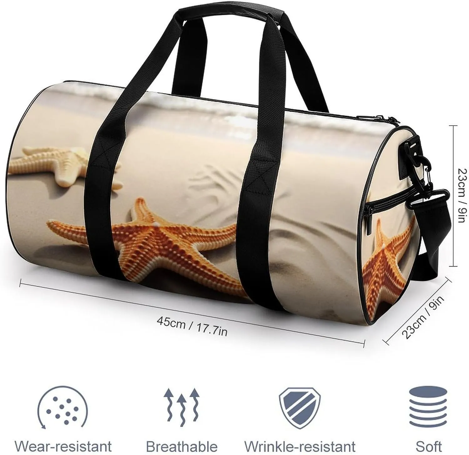 Beach Landscape Gym Bag Small Travel Duffle Bag with Compartment Carry On Weekender Bag for Women Men