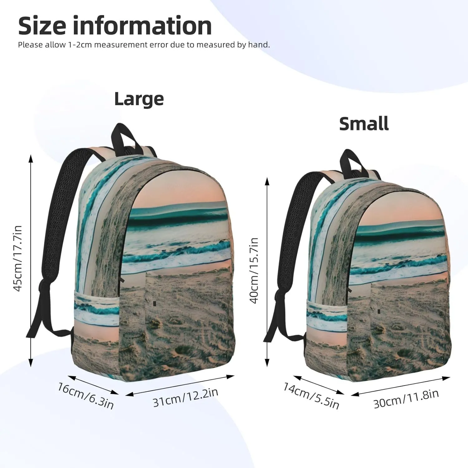 Beach Sunset Theme Print Laptop Backpack For Women Travel Canvas Bookbag For Men Outdoor Fashion Casual Daypack