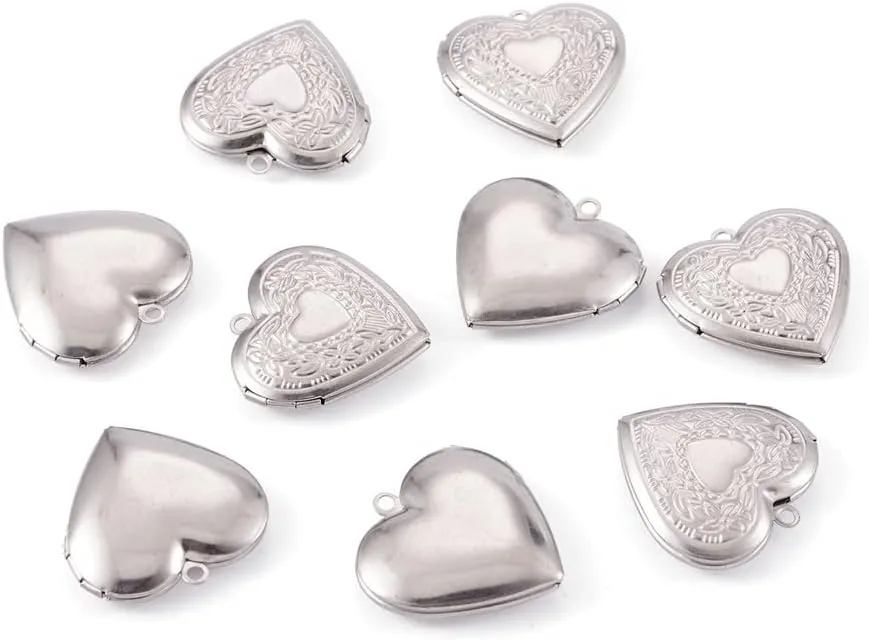 Beadthoven 10pcs Locket Pendants Photo Frame Charms for Necklaces DIY Jewelry Making Personalized Accessories Decoration Supplies