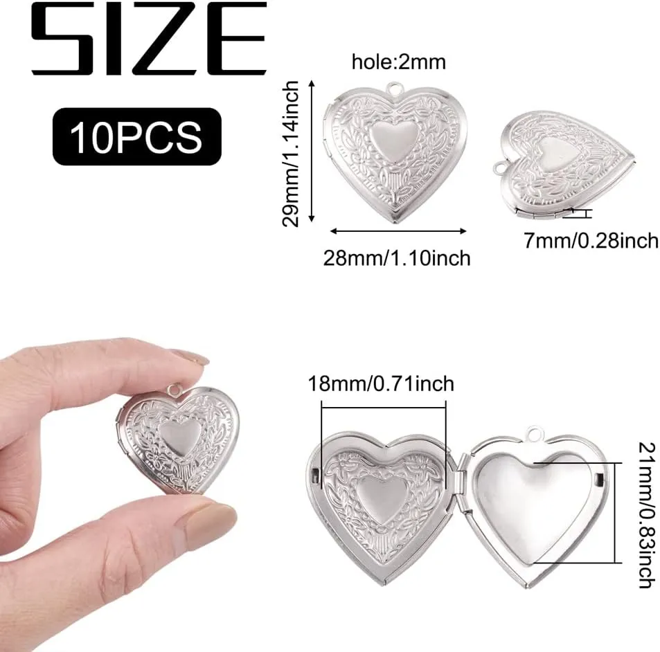 Beadthoven 10pcs Locket Pendants Photo Frame Charms for Necklaces DIY Jewelry Making Personalized Accessories Decoration Supplies
