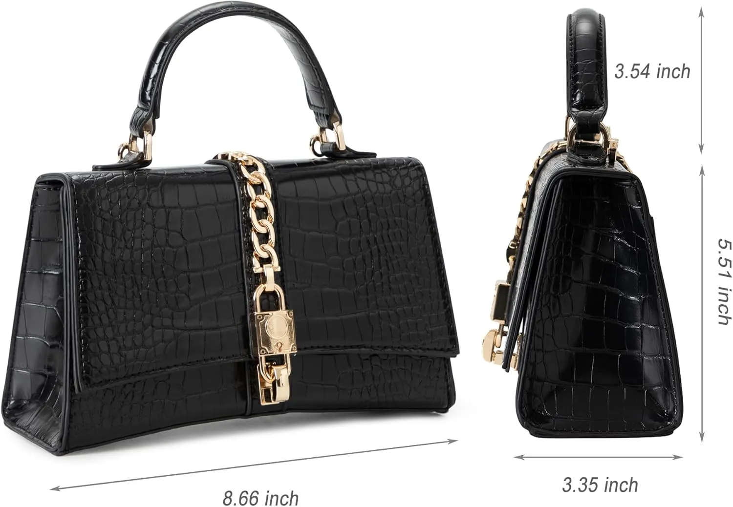 Beatfull Top Handle Purses for Women Crossbody Stylish Crocodile Leather Satchel Bag Chain Square Shoulder Handbag