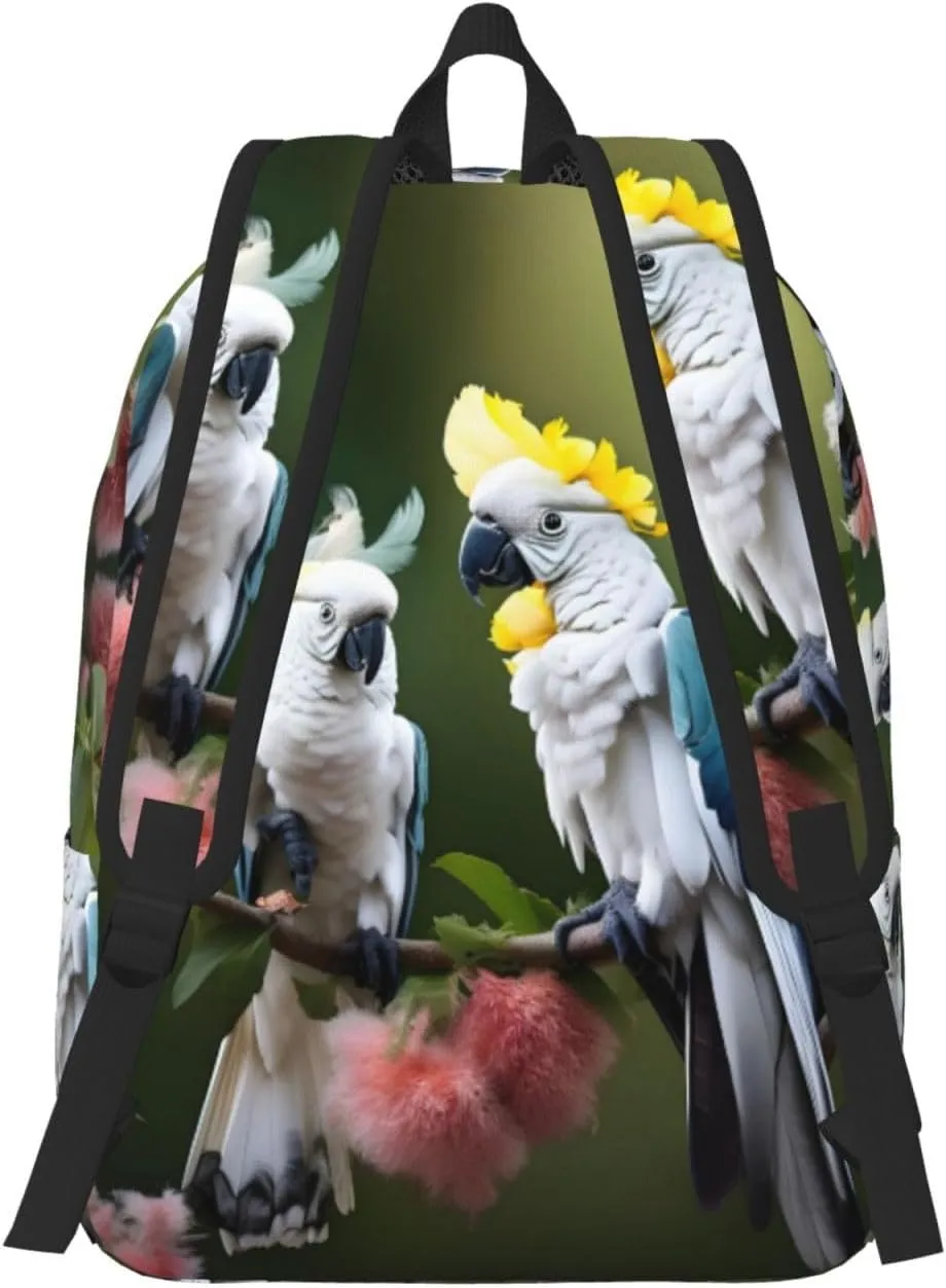 Beautiful Cockatoo Bird Flower Canvas Casual Lightweight Duffel Bag, Fashion Duffel Bag, Casual Daypack, Unisex Travel Backpack