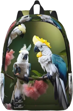 Beautiful Cockatoo Bird Flower Canvas Casual Lightweight Duffel Bag, Fashion Duffel Bag, Casual Daypack, Unisex Travel Backpack