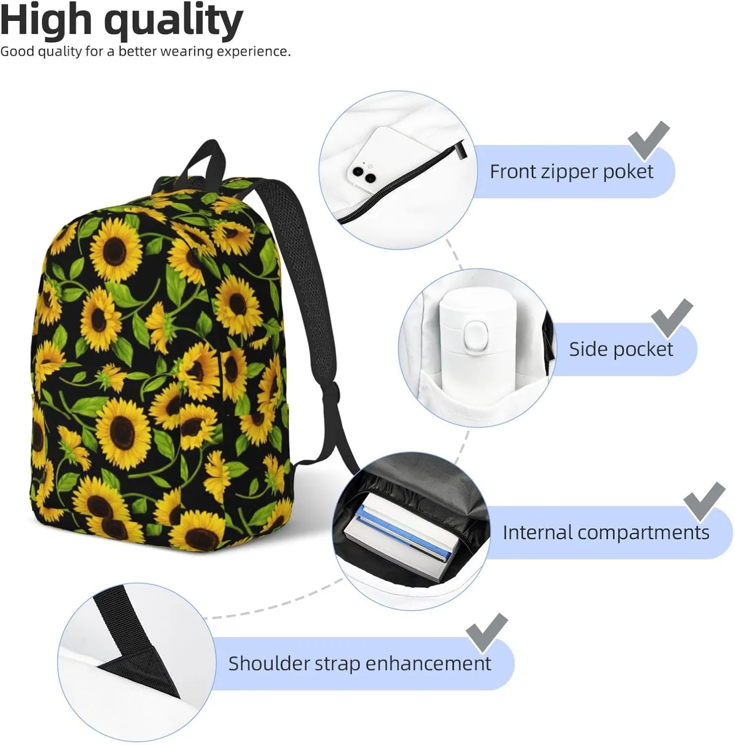 Beautiful Sunflower Canvas Casual Lightweight Duffel Bag, Fashion Duffel Bag, Unisex Travel Backpack