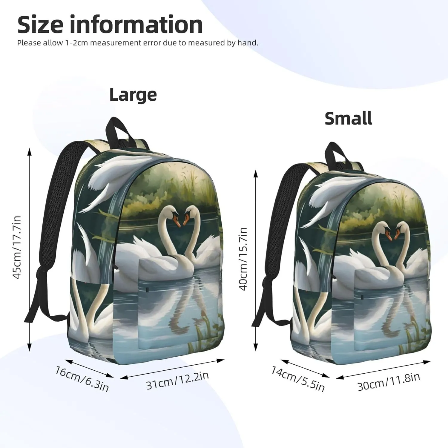 Beautiful White Swans on The Lake Canvas Casual Lightweight Duffel Bag, Fashion Duffel Bag, Unisex Travel Backpack