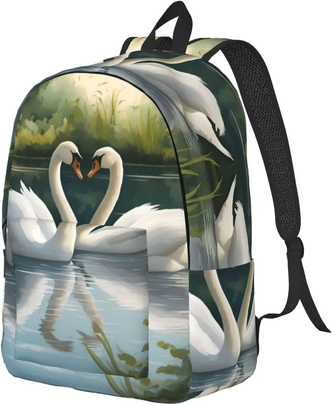 Beautiful White Swans on The Lake Canvas Casual Lightweight Duffel Bag, Fashion Duffel Bag, Unisex Travel Backpack