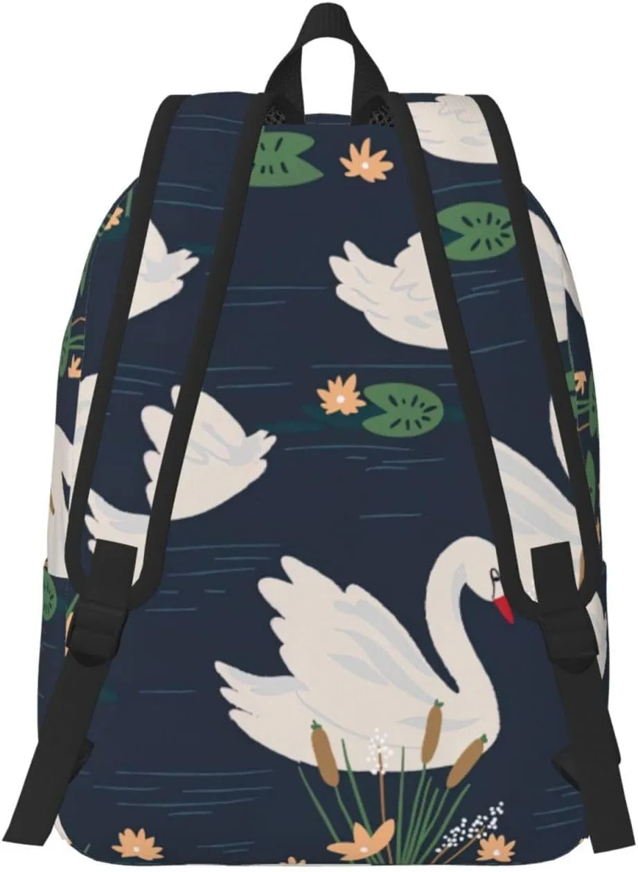 Beautiful White Swans on The Lake Canvas Casual Lightweight Duffel Bag, Fashion Duffel Bag, Unisex Travel Backpack