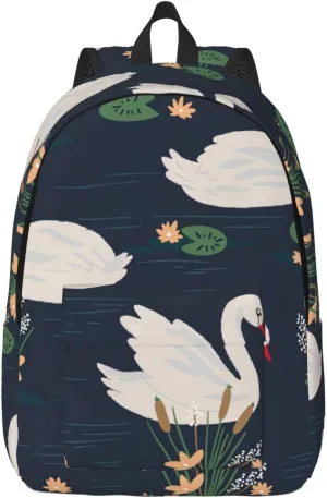 Beautiful White Swans on The Lake Canvas Casual Lightweight Duffel Bag, Fashion Duffel Bag, Unisex Travel Backpack