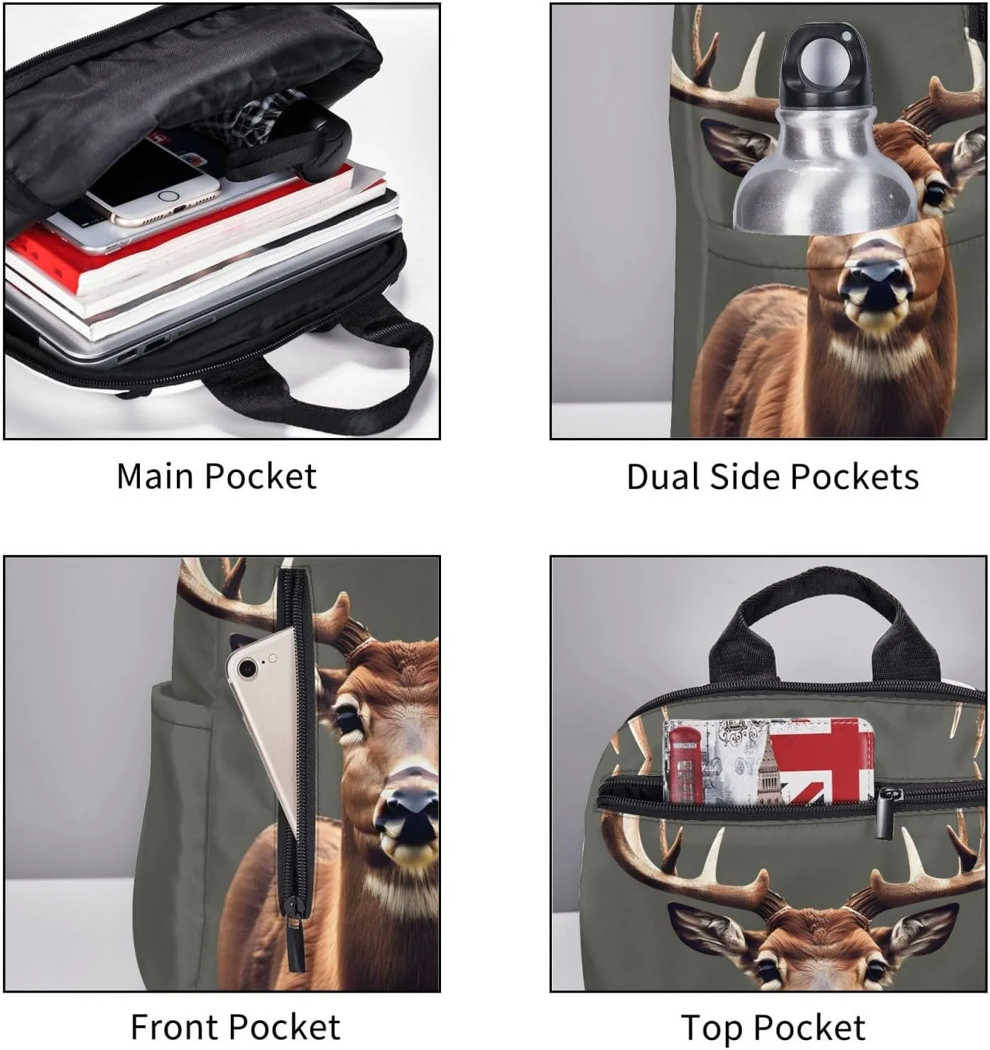 Beauty Deer print Lightweight Laptop Backpack Travel Daypack Bookbag for Women Men for Travel Work