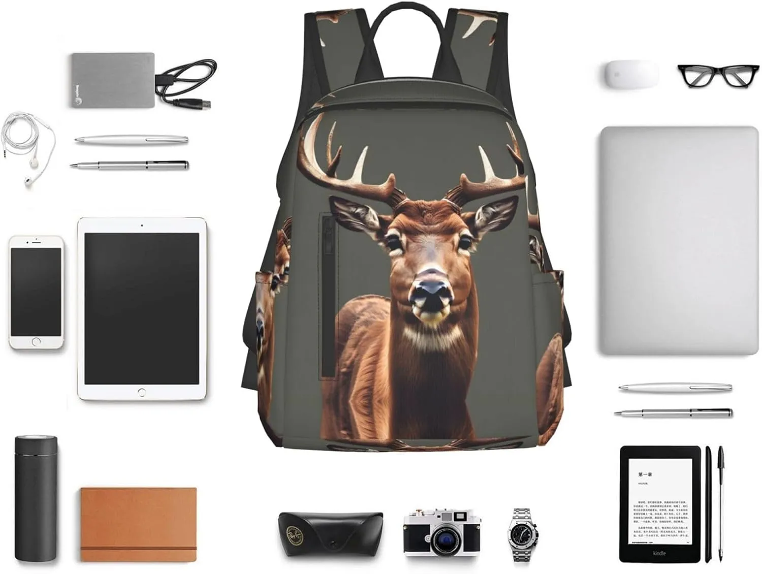 Beauty Deer print Lightweight Laptop Backpack Travel Daypack Bookbag for Women Men for Travel Work