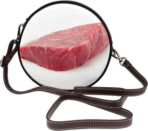 Beef Meat Women Round Crossbody Bags Leather Sling Bag Purse