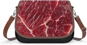 Beef Steak Texture Meat(1) Trendy Crossbody Bags Purses for Women Casual Shoulder Handbags with Adjustable Wide Strap