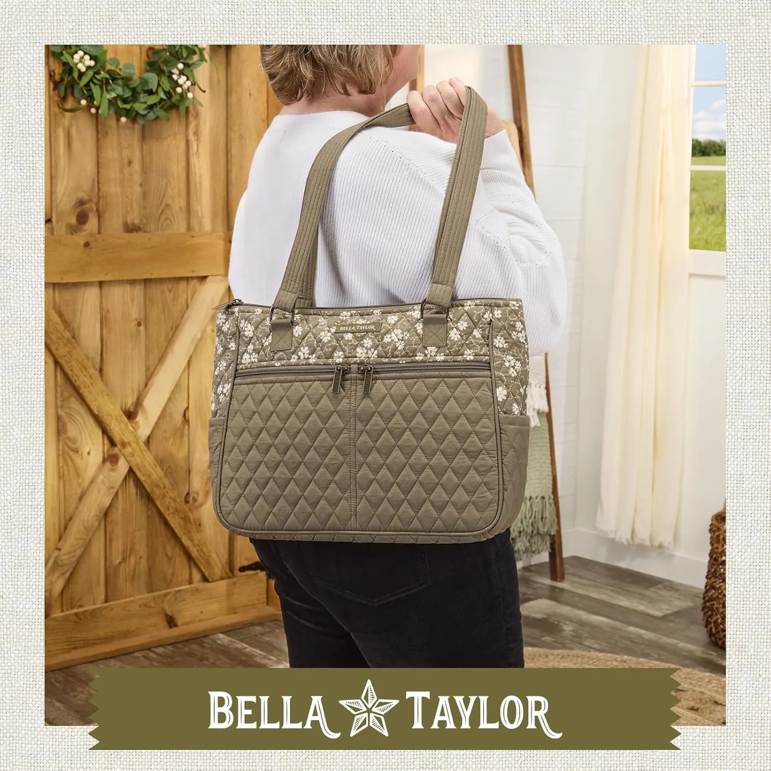 Bella Taylor Everyday Tote | Lightweight Quilted Fabric Handbags for Women