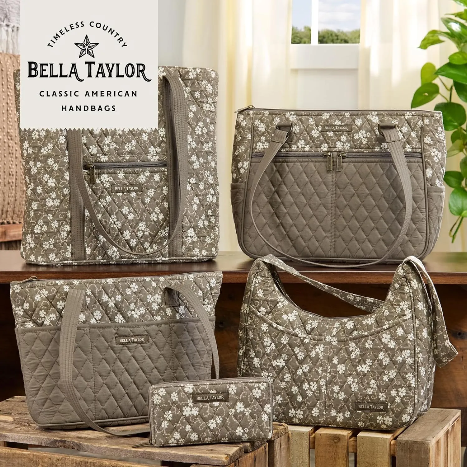 Bella Taylor Everyday Tote | Lightweight Quilted Fabric Handbags for Women
