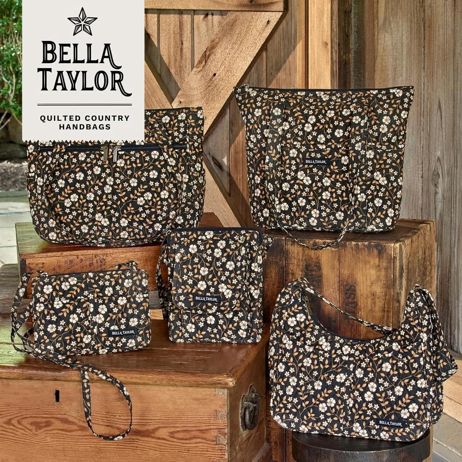 Bella Taylor Large Tote | Lightweight Quilted Fabric Tote Bags for Women
