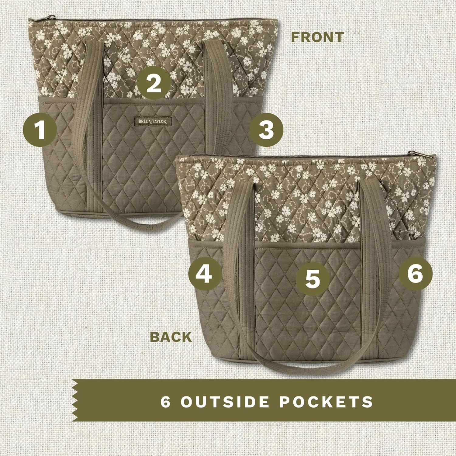 Bella Taylor Stride Tote | Lightweight Quilted Fabric Handbags for Women