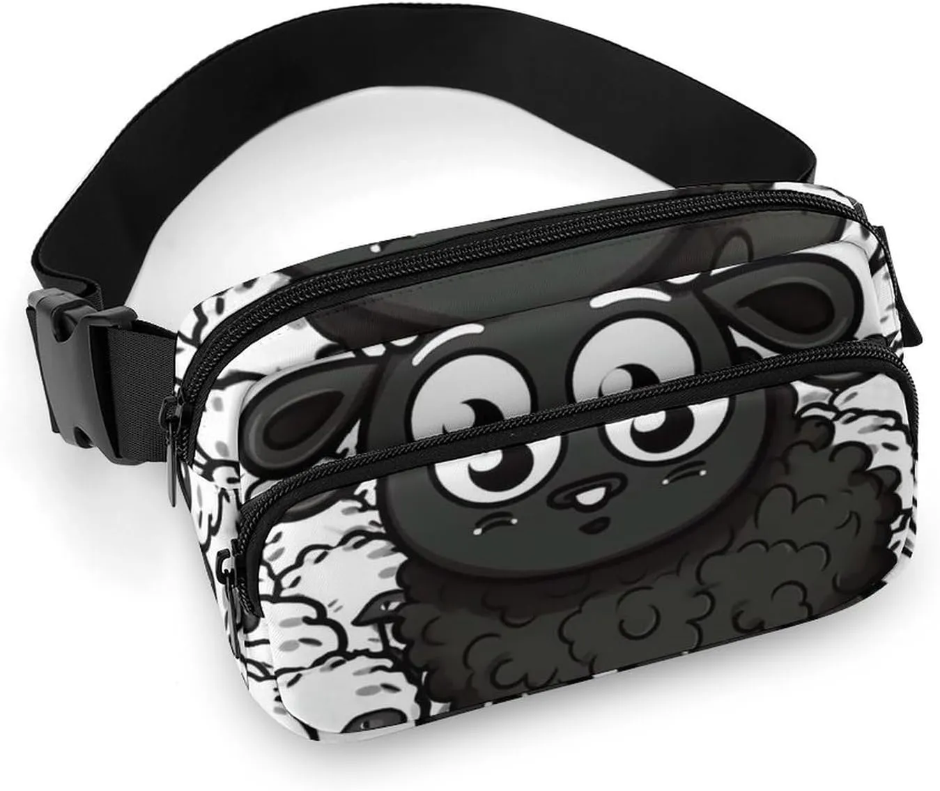Belt Bag Fanny Pack Waist Bag Cartoon Black White Sheep Crossbody Bags for Women Bum Bag Everywhere Belt Bag