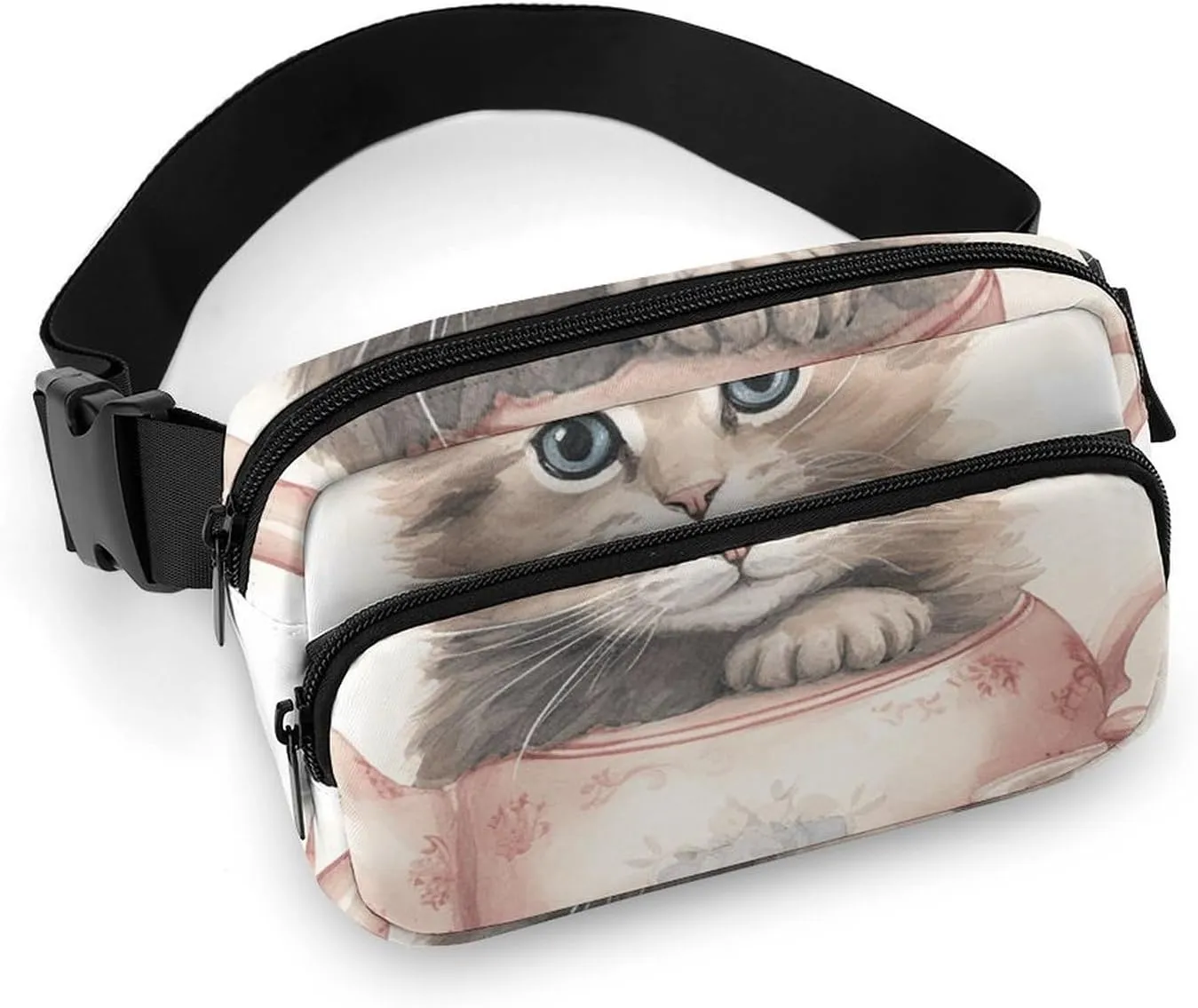 Belt Bag Fanny Pack Waist Bag Cat Holding Teacup Crossbody Bags for Women Bum Bag Everywhere Belt Bag