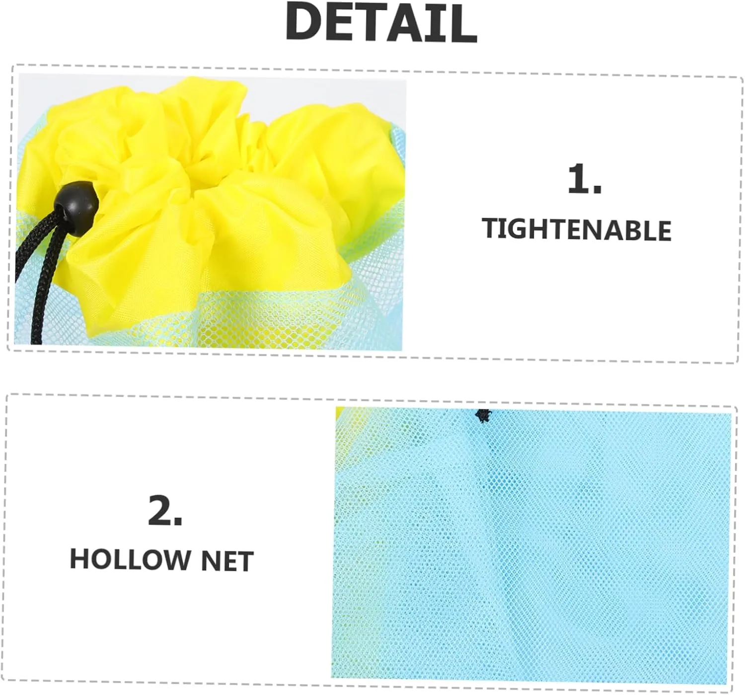 BESPORTBLE 2pcs Beach Storage Mesh Bag for Lightweight Drawstring Tote with Straps for Sand Digging Tools Shells and Swimwear Portable Beach Container