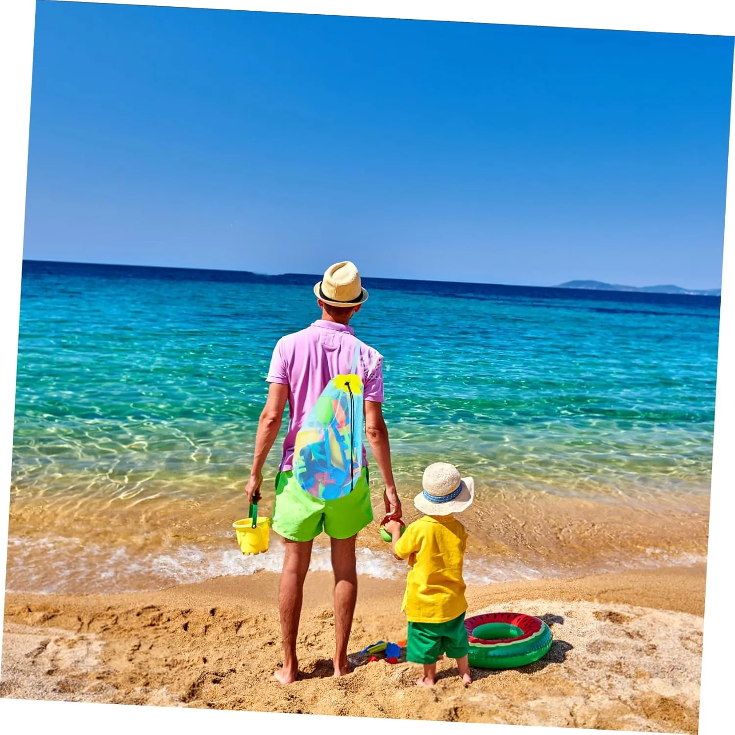 BESPORTBLE 2pcs Beach Storage Mesh Bag for Lightweight Drawstring Tote with Straps for Sand Digging Tools Shells and Swimwear Portable Beach Container